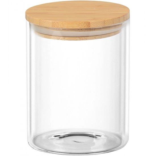 Porta Mantimento 800ml Vidro Borossilicato Redondo Tampa Bambu